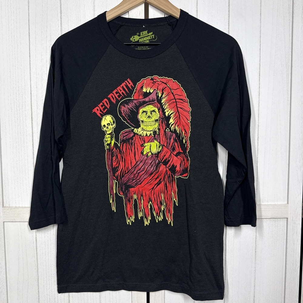THE RED DEATH RAGLAN - VIXEN X KIRK HAMMETT (LTD ED) TSHIRT MENS SZ S NWOT PUNK